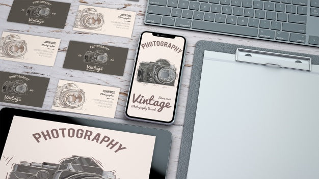 Creative Stationery Mockup With Photography Concept Psd