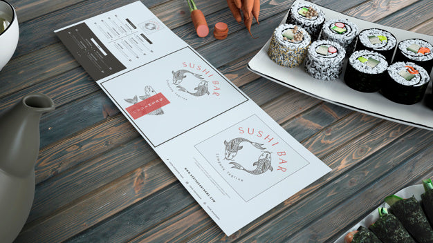 Creative Sushi Bar Menu Mockup Psd