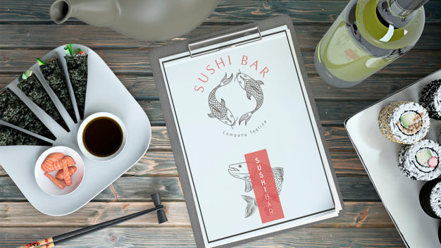 Creative Sushi Bar Menu Mockup Psd