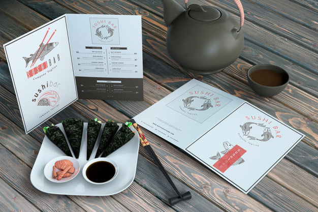 Creative Sushi Bar Menu Mockup Psd