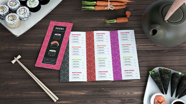 Creative Sushi Bar Menu Mockup Psd