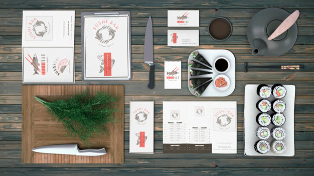 Creative Sushi Bar Menu Mockup Psd