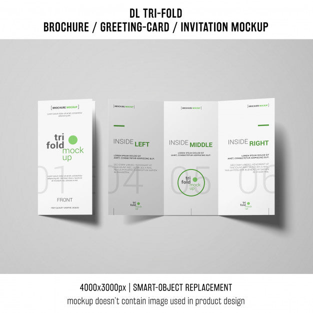 Creative Trifold Brochure Or Invitation Mockup Psd