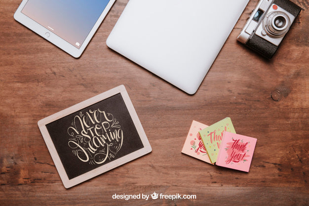 Creative Workspace Mockup With Slate Psd