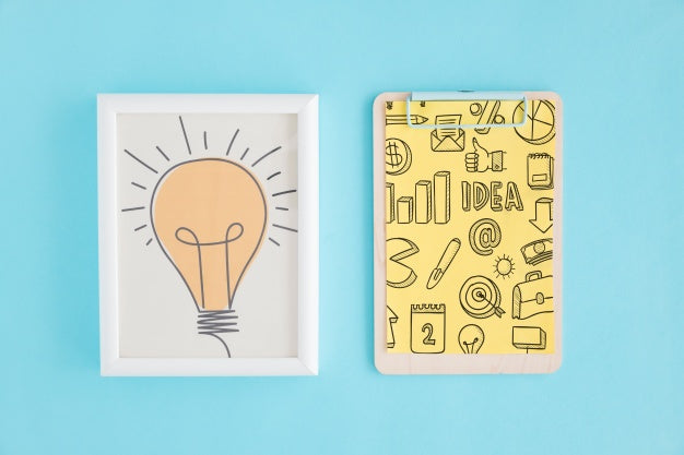 Creativity Concept With Frame And Clipboard Psd