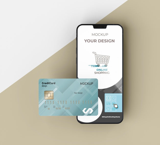Credit Card Mock Up With Mobile Psd