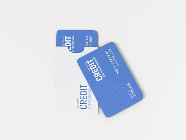 Credit Card With Paper Holder Mockup Psd