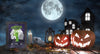 Creepy Halloween Arrangement With Movie Poster Psd