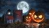 Creepy Halloween Arrangement With Scary Pumpkins And Framed Horror Posters Psd