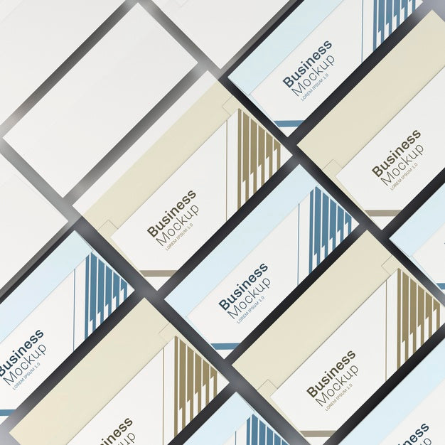 Crowd Of Blue And Golden Business Cards Psd