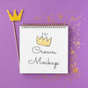 Crown Mock-Up On Violet Background With Sparkles Psd