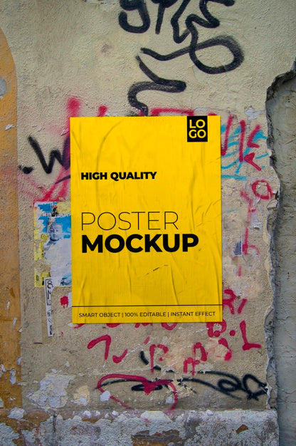 Crumbled Poster Mockup Psd