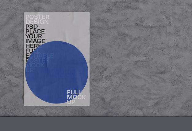 Crumpled Poster Mockup Psd