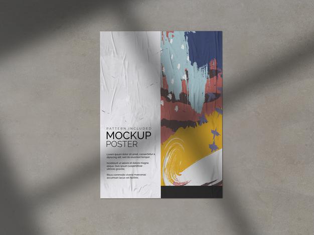 Crumpled Poster With Shadow Mockup Psd