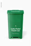 Cube Pedal Trash Can Mockup Psd
