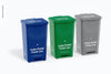 Cube Pedal Trash Cans Set Mockup Psd