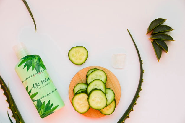 Cucumber Slices With Lotion Mock-Up Psd