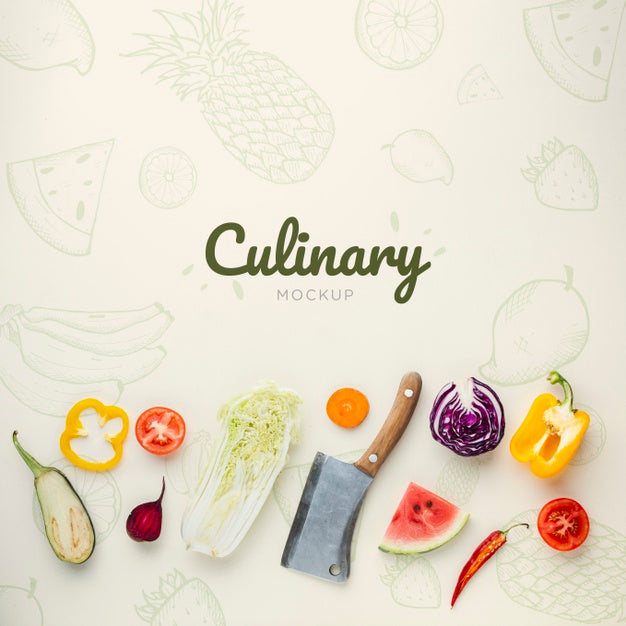 Culinary Lettering With Doodles And Veggies Psd