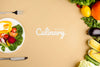 Culinary Mock-Up With Veggies And Arrangement Of Plate And Cutlery Psd