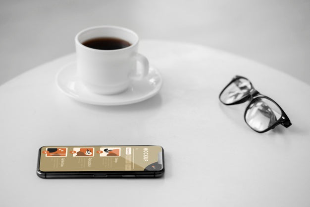 Cup Of Coffee And Mobile Psd