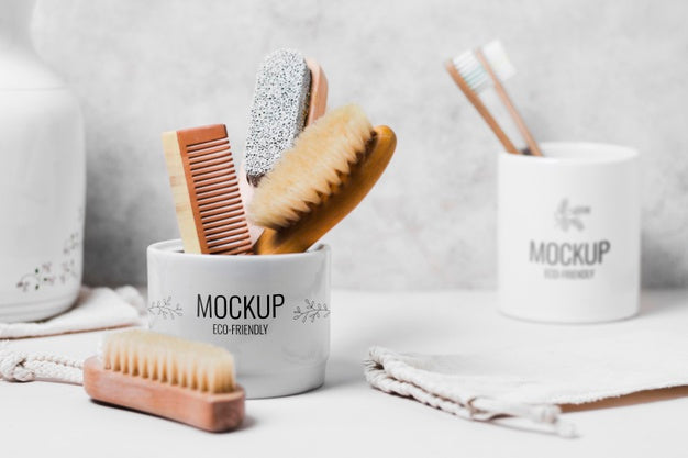 Cup With Ecological Brushes Psd