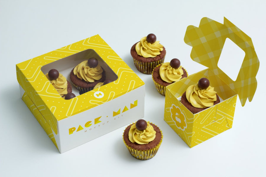 Cupcake Packaging Boxes Mockup