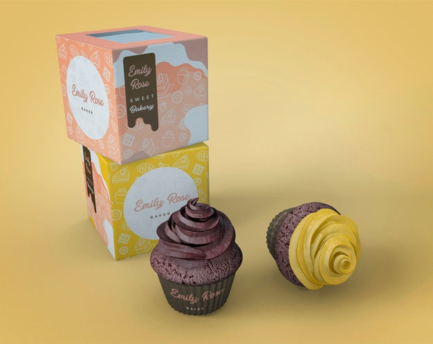 Cupcake Packaging And Branding Mockup Psd