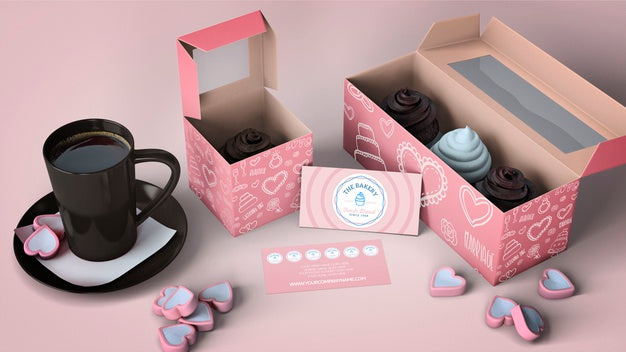 Cupcake Packaging And Branding Mockup Psd