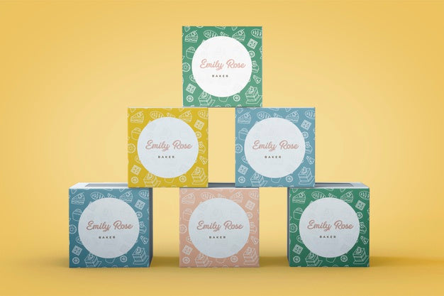 Cupcake Packaging And Branding Mockup Psd