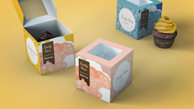 Cupcake Packaging And Branding Mockup Psd