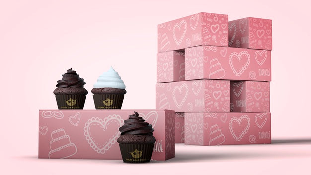 Cupcake Packaging And Branding Mockup Psd
