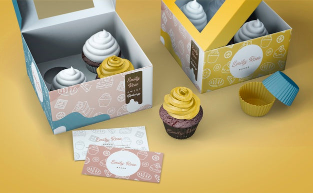 Cupcake Packaging And Branding Mockup Psd