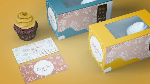 Cupcake Packaging And Branding Mockup Psd