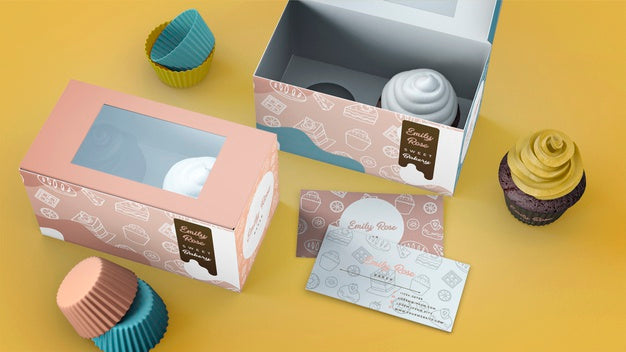 Cupcake Packaging And Branding Mockup Psd