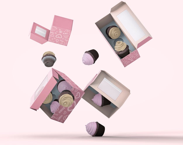 Cupcake Packaging And Branding Mockup Psd