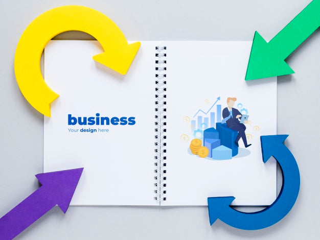 Curved Arrows And Business Notebook Psd