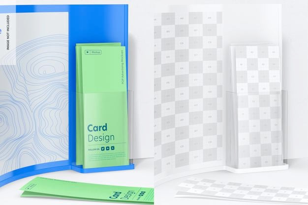 Curved Brochure Holder Mockup, Close Up Psd