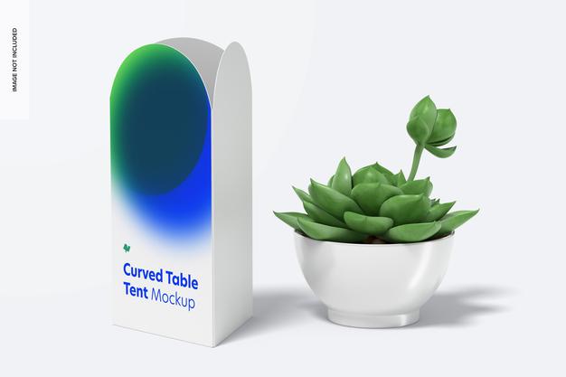 Curved Top Table Tent Mockup Psd
