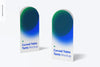 Curved Top Table Tents Mockup, Perspective Psd