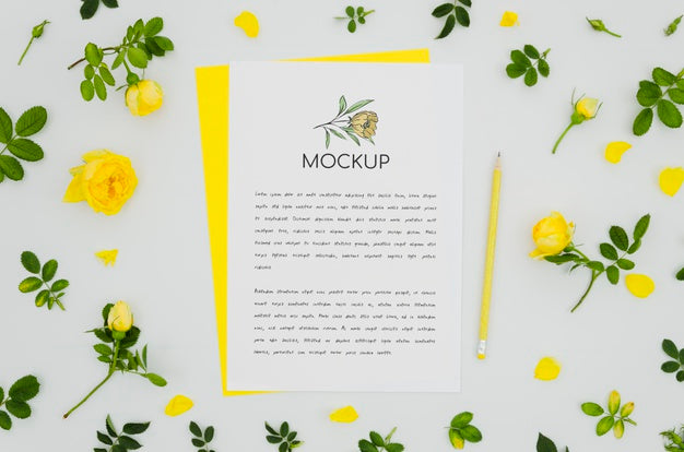 Cute Botanical Mock-Up And Flowers Psd