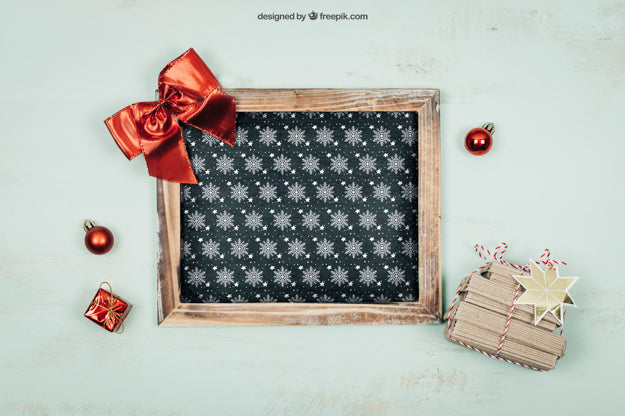 Cute Frame Mockup With Christmtas Design Psd