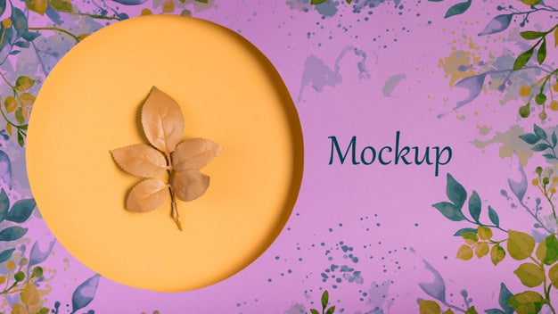 Cute Geometric Leaf Mock-Up Design Psd