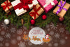 Cute Gift Boxes And Christmas Pine Leaves Psd