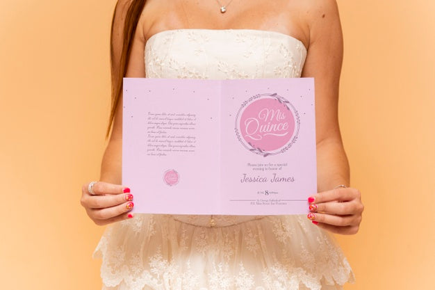 Cute Girl Celebrating Her Sweet Fifteen Invitation Psd