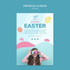 Cute Girl With Colourful Eggs Poster Template Psd