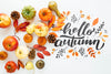 Cute Natural Arrangement With Hello Autumn Quote Psd