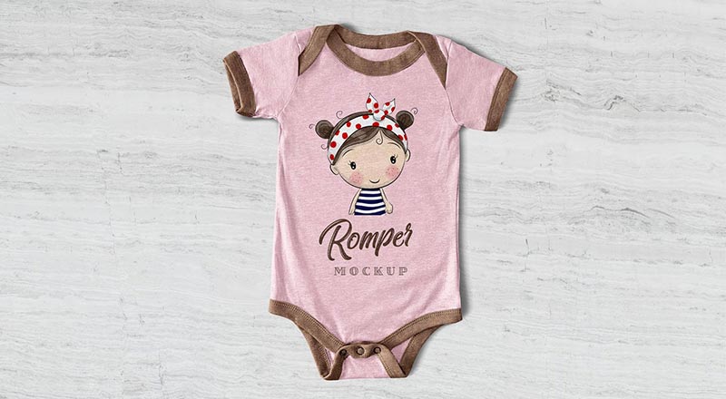 Cute Newborn Baby Romper Bodysuit Mockup Psd