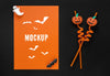 Cute Pumpkin Straws Halloween Mock-Up Psd