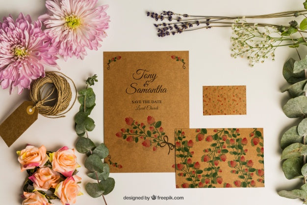 Cute Romantic Stationery Wedding Mockup Psd