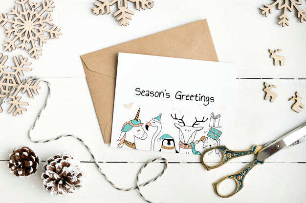 Cute Seasons Greetings Card Mockup Psd